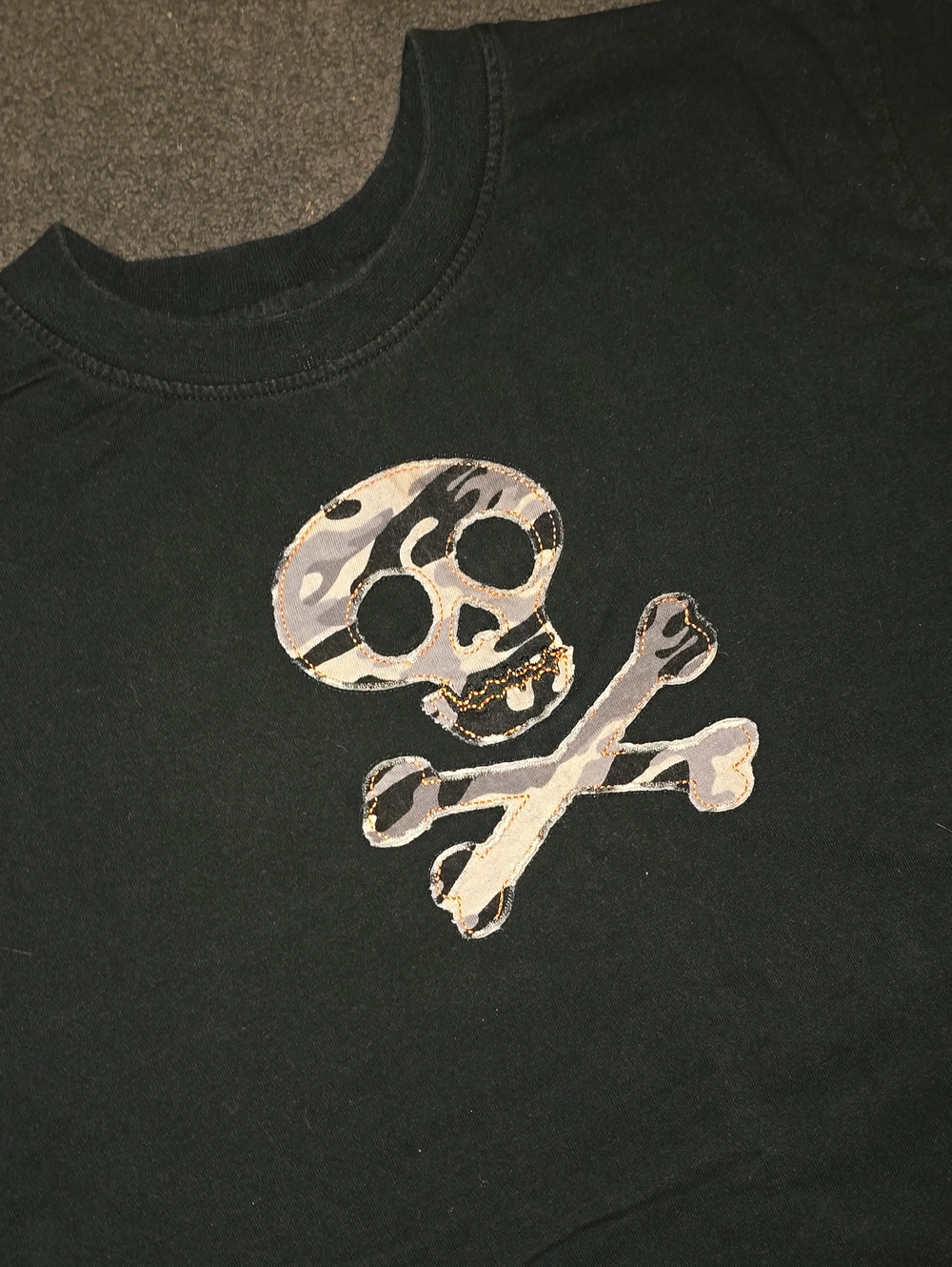 Santa Cruz Skateboards Black Tee with Camo Skull Graphic